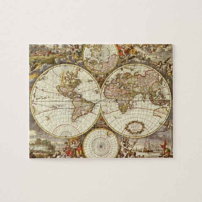 Quebra-cabeça Mapa Antigo do Mundo Antigo por Frederick de Wit,  (Horizontal)