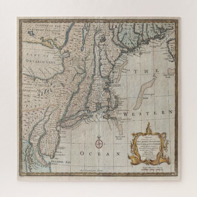 Quebra-cabeça Mapa Antigo do Nordeste dos EUA (Vertical)