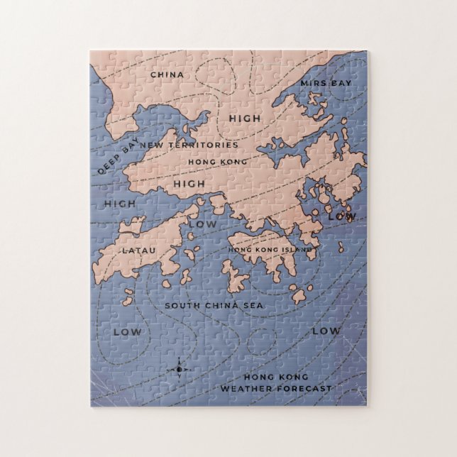 Quebra-cabeça Mapa Antigo do Tempo de Hong Kong (Vertical)