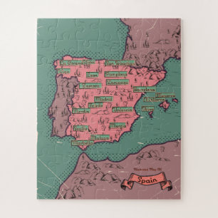 Quebra-cabeça Mapa antigo vintage da Espanha
