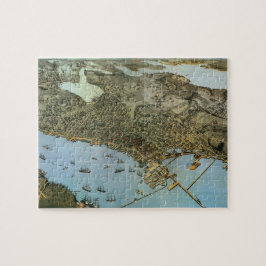 Quebra-cabeça Mapa Antigo Vista Aérea Cidade de Seattle Washingt
