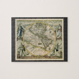 Quebra-cabeça Mapa Antiquado, 1596, America Sive Novus Orbis