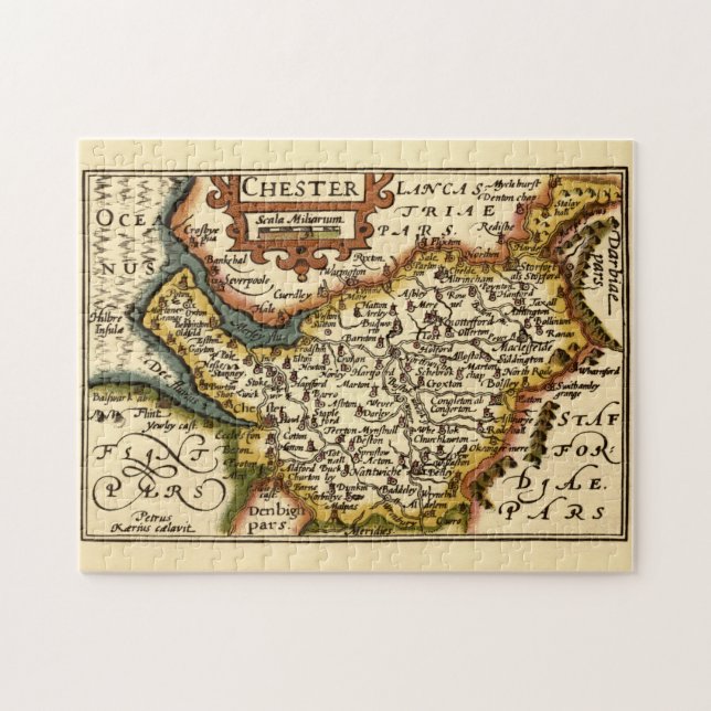 Quebra-cabeça Mapa Antiquário do Condado de Cheshire (Chester) I (Horizontal)