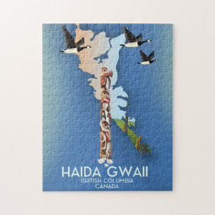 Quebra-cabeça mapa canadense da Colúmbia Britânica do haida gwai