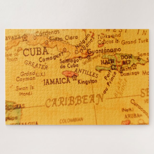 Quebra-cabeça Mapa Caribe Antigo Jamaica (Horizontal)