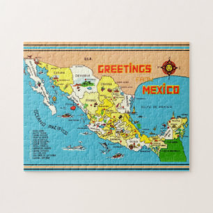 Quebra-cabeça Mapa Colorido do México