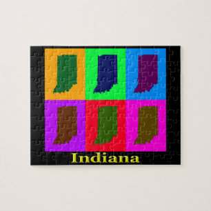 Quebra-cabeça Mapa colorido do pop art do estado de Indiana