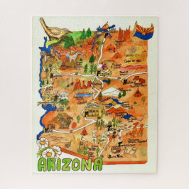 Quebra-cabeça Mapa colorido ilustrado 16x20 do Arizona