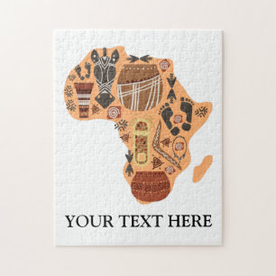 Quebra-cabeça Mapa da África com Patrimônio Cultural Africano