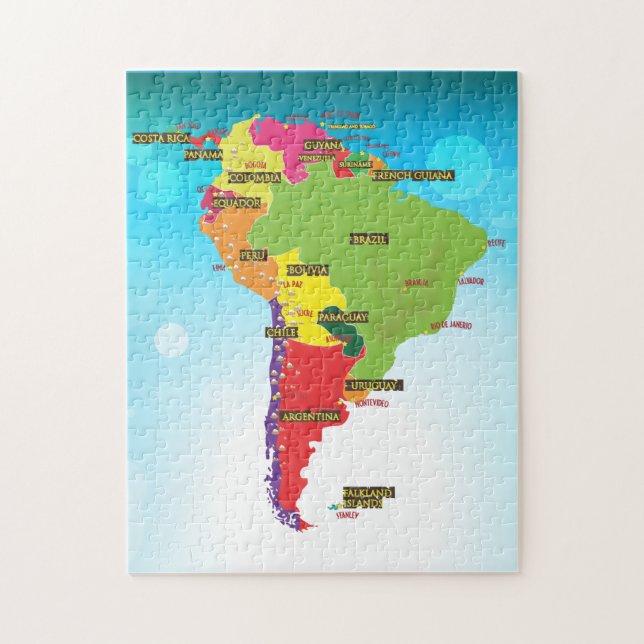Quebra-cabeça Mapa da América do Sul (Vertical)