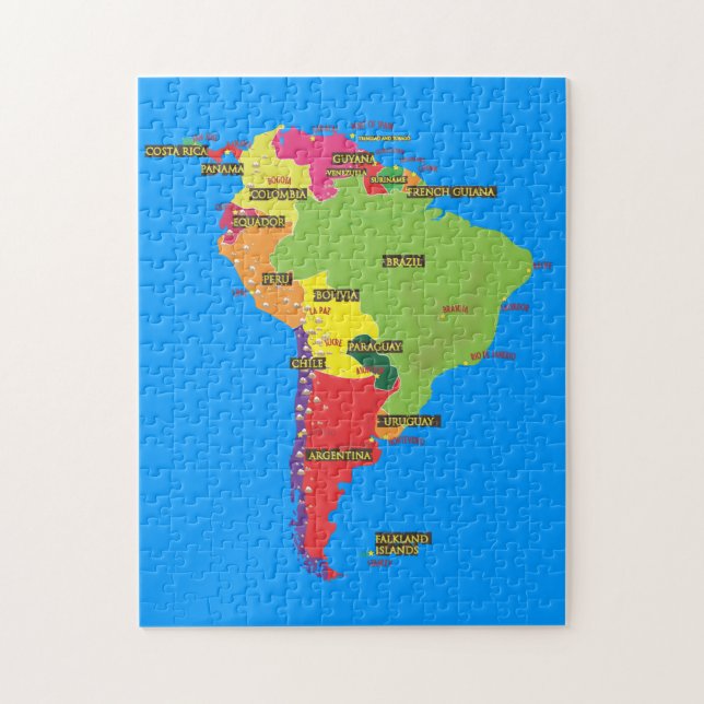 Quebra-cabeça Mapa da América do Sul (Vertical)
