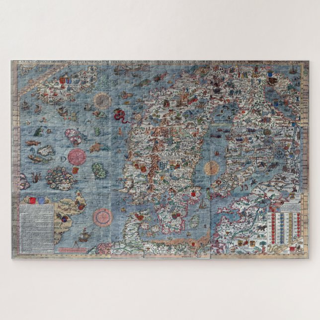 Quebra-cabeça Mapa da Carta Marina do Velho Mundo (Horizontal)