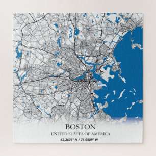 Quebra-cabeça Mapa da Cidade de Boston Massachusetts EUA Viagem