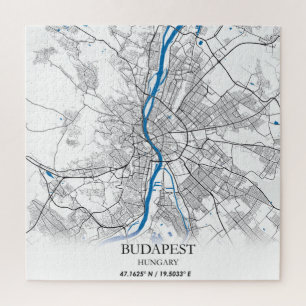 Quebra-cabeça Mapa da Cidade de Budapeste Hungria Viagem Simples