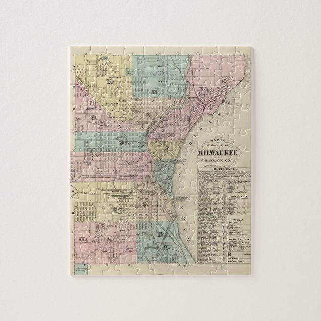 Quebra-cabeça Mapa da Cidade de Milwaukee, Milwaukee Co (Vertical)