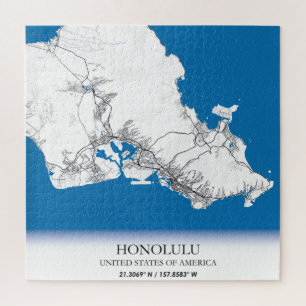 Quebra-cabeça Mapa da Cidade de Viagem para Honolulu Hawaii EUA