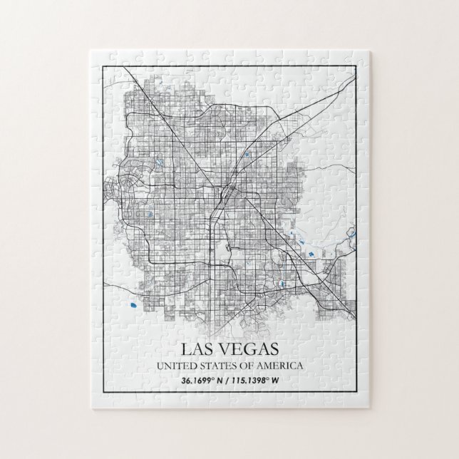 Quebra-cabeça Mapa da Cidade do Viagem de Cidades de Las Vegas N (Vertical)