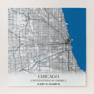 Quebra-cabeça Mapa da Cidade Viagem de Chicago Illinois EUA