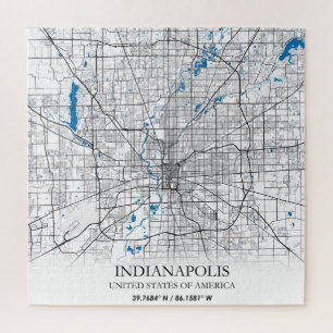 Quebra-cabeça Mapa da Cidade Viagem de Indianapolis Indiana EUA