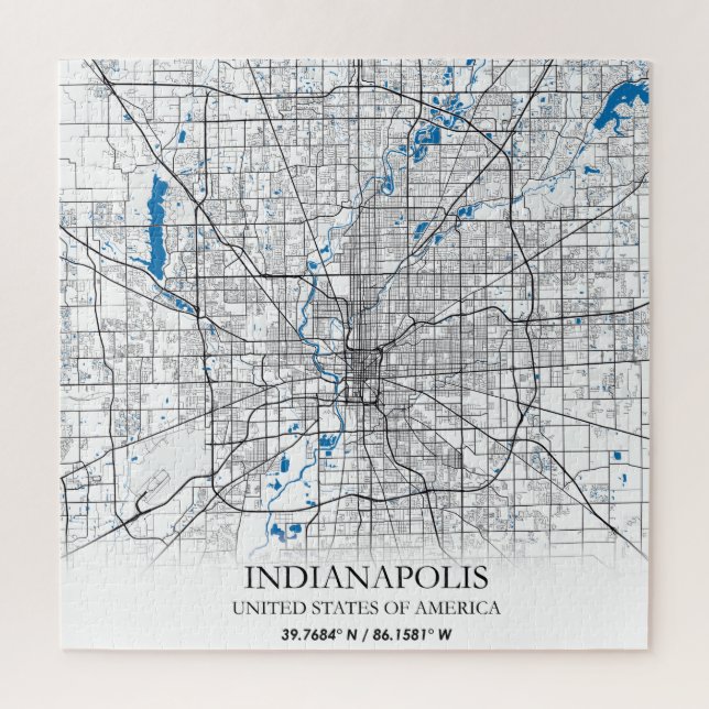 Quebra-cabeça Mapa da Cidade Viagem de Indianapolis Indiana EUA (Vertical)