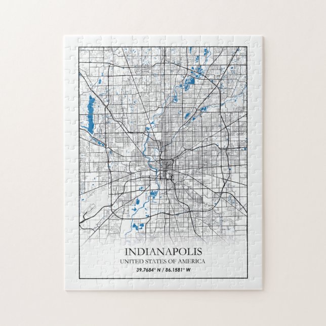 Quebra-cabeça Mapa da Cidade Viagem de Indianapolis Indiana EUA (Vertical)