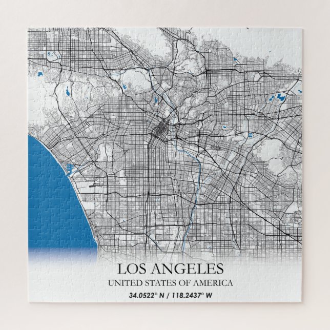 Quebra-cabeça Mapa da Cidade Viagem de Los Angeles California (Vertical)