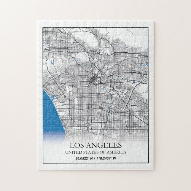 Quebra-cabeça Mapa da Cidade Viagem de Los Angeles California (Vertical)