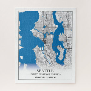 Quebra-cabeça Mapa da Cidade Viagem de Seattle Washington EUA