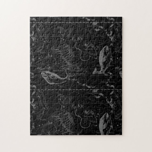 Quebra-cabeça Mapa da constelação de peixes por Hevelius 1690 (Vertical)