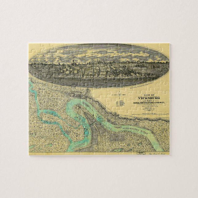 Quebra-cabeça Mapa da era da guerra civil de Vicksburg (Horizontal)