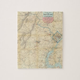 Quebra-cabeça Mapa da Guerra Civil da Virgínia Norte Vintage (1