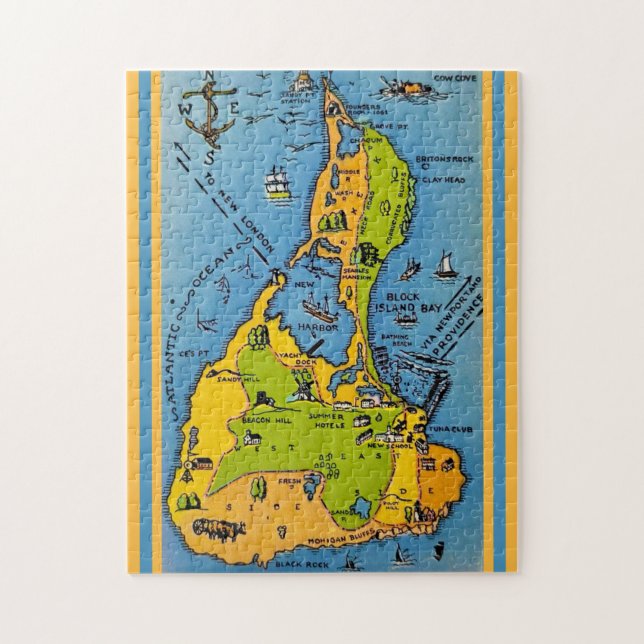 Quebra-cabeça Mapa da Ilha Block 11x14 (Vertical)