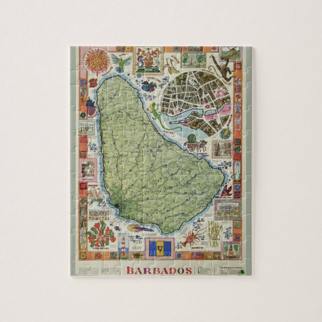 Quebra-cabeça Mapa da ilha de Barbados (Vertical)