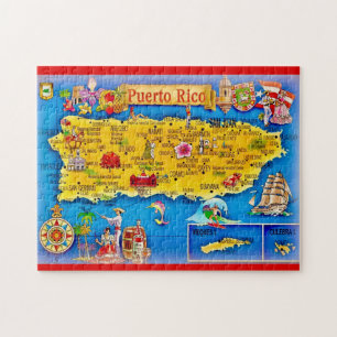 Quebra-cabeça Mapa da Ilha de Porto Rico 11x14 Puzzle