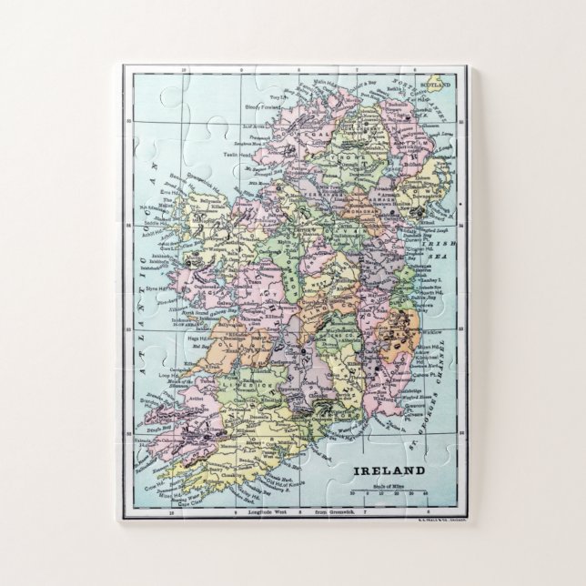 Quebra-cabeça Mapa da Irlanda do Vintage (Vertical)