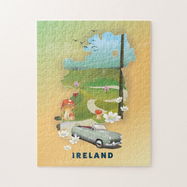 Quebra-cabeça Mapa da Irlanda - viagens vintage (Vertical)