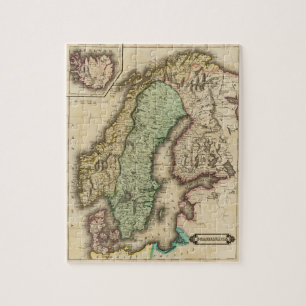 Quebra-cabeça Mapa da Noruega e da Suecias (1831)