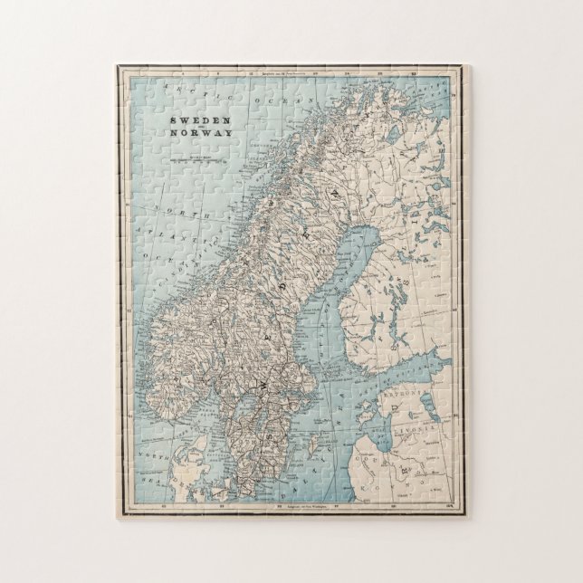 Quebra-cabeça Mapa da Noruega e da Suecias (1893) (Vertical)