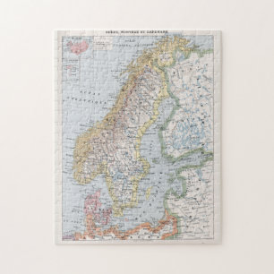 Quebra-cabeça Mapa da Noruega e da Suecias (1900)
