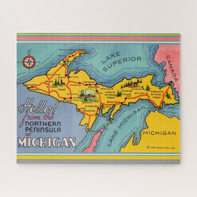 Quebra-cabeça Mapa da Península do Norte de Michigan (Horizontal)