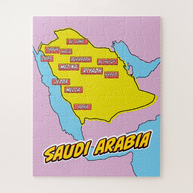 Quebra-cabeça Mapa da pop Art Ilustrado da Arábia Saudita (Vertical)
