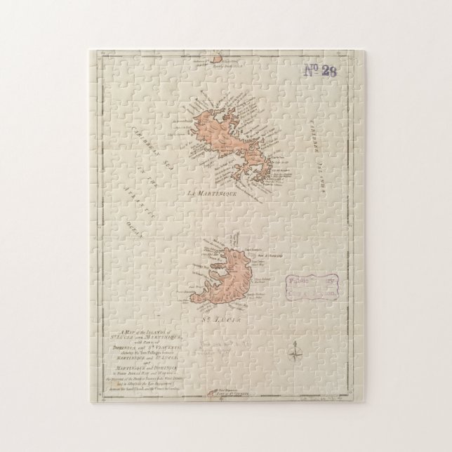 Quebra-cabeça Mapa da Rua Lúcia & Martinica (1781) (Vertical)