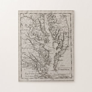Quebra-cabeça Mapa da Vintage da Baía de Chesapeake (1681)