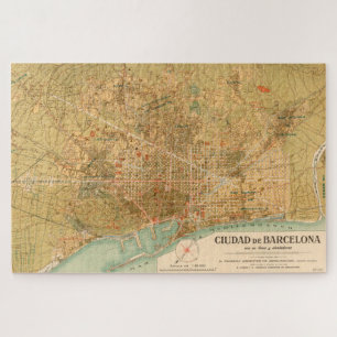 Quebra-cabeça Mapa da Vintage da Espanha de Barcelona (1919)