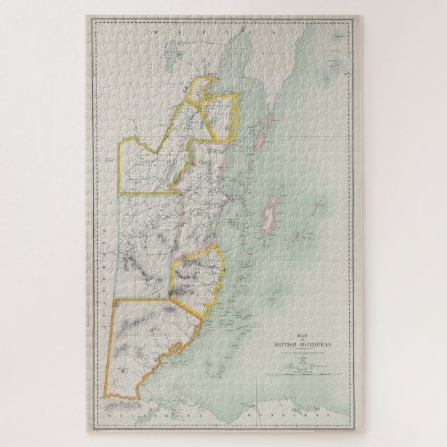 Quebra-cabeça Mapa da Vintage de Belize (1921) (Vertical)