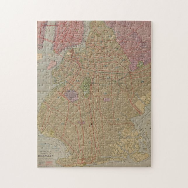 Quebra-cabeça Mapa da Vintage do Brooklyn NY (1911) (Vertical)