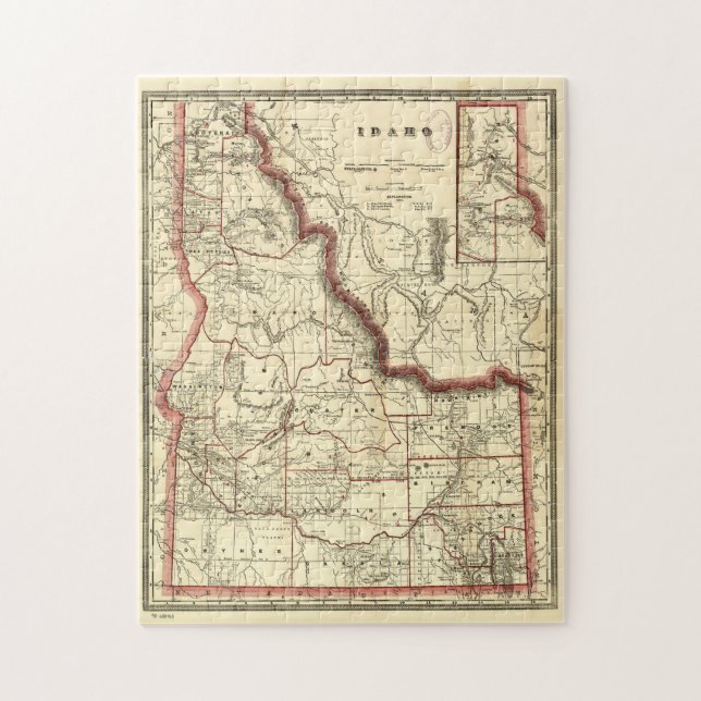 Quebra-cabeça Mapa da Vintage em Idaho (1896) (Vertical)