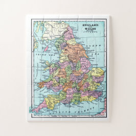 Quebra-cabeça Mapa da Vintage na Inglaterra e no País de Gales