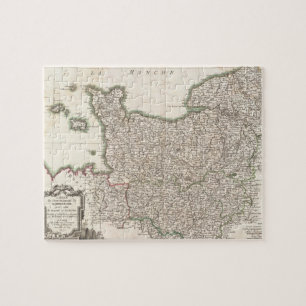 Quebra-cabeça Mapa da Vintage na Normandia (1771)
