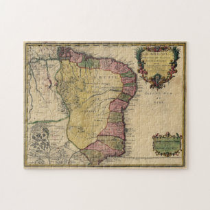 Quebra-cabeça Mapa da Vintagem do Brasil (1719)